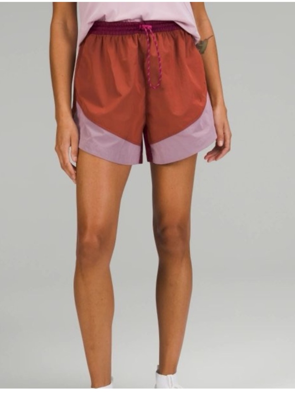 Lululemon evergreen shorts; Colorblock - Red, Purple & Lilac - Picture 2 of 6